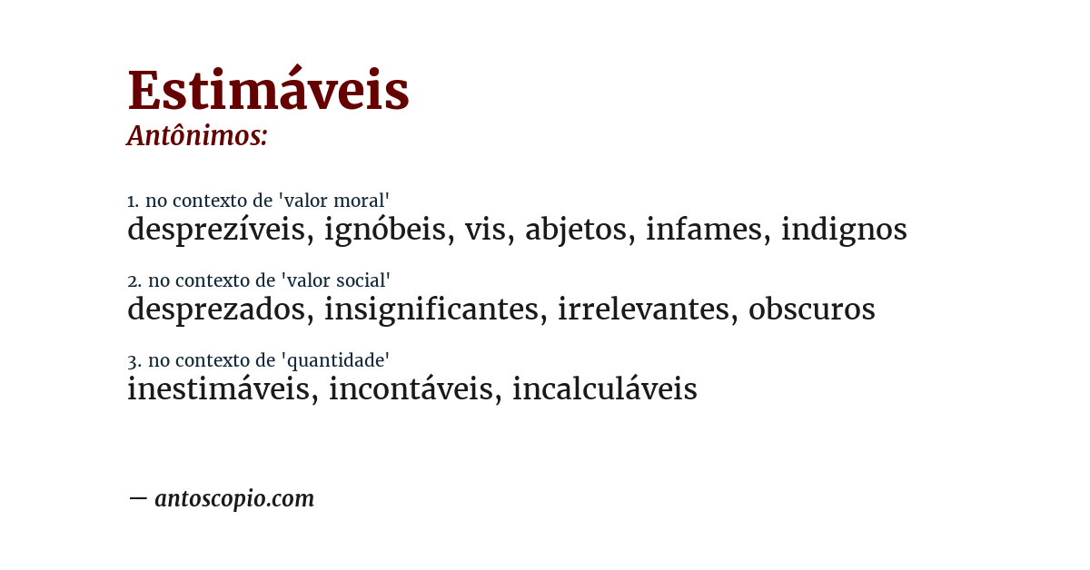 Antônimo de estimáveis