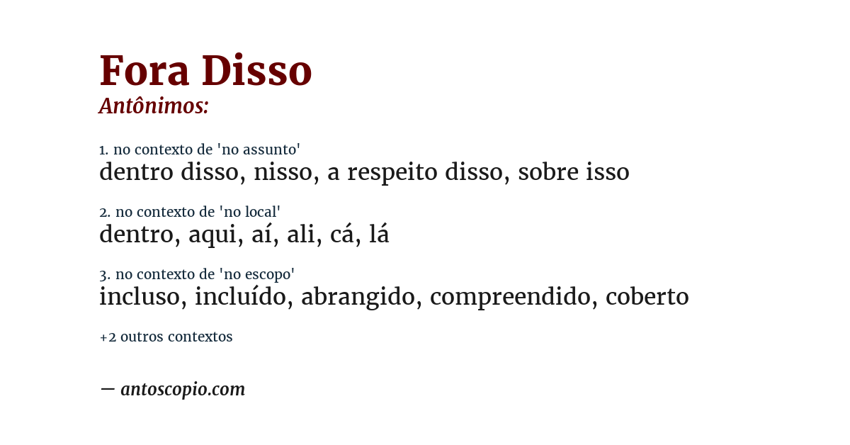 Antônimo de fora disso