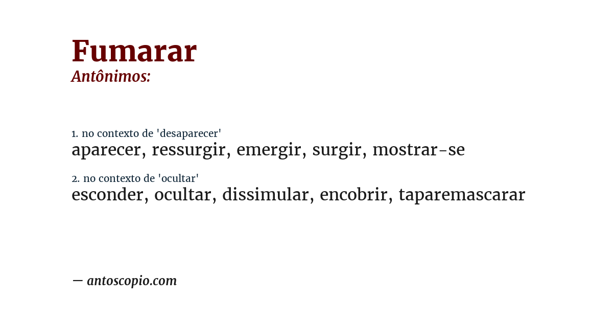 Antônimo de fumarar