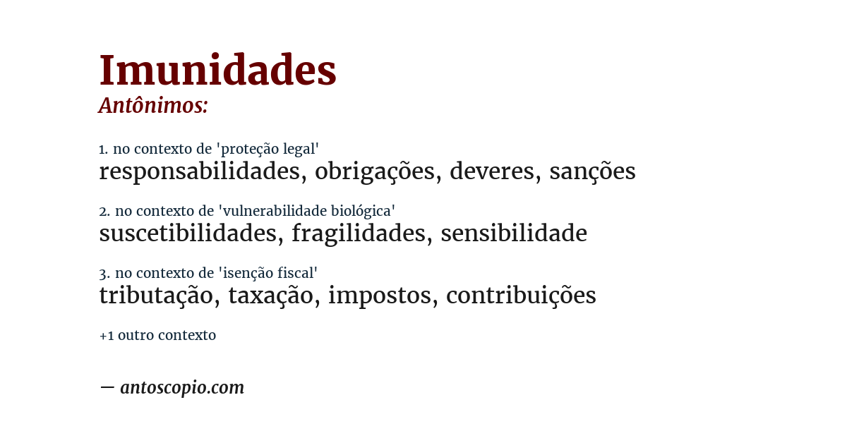 Antônimo de imunidades