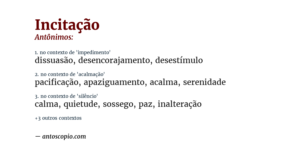 Antônimo de incitação