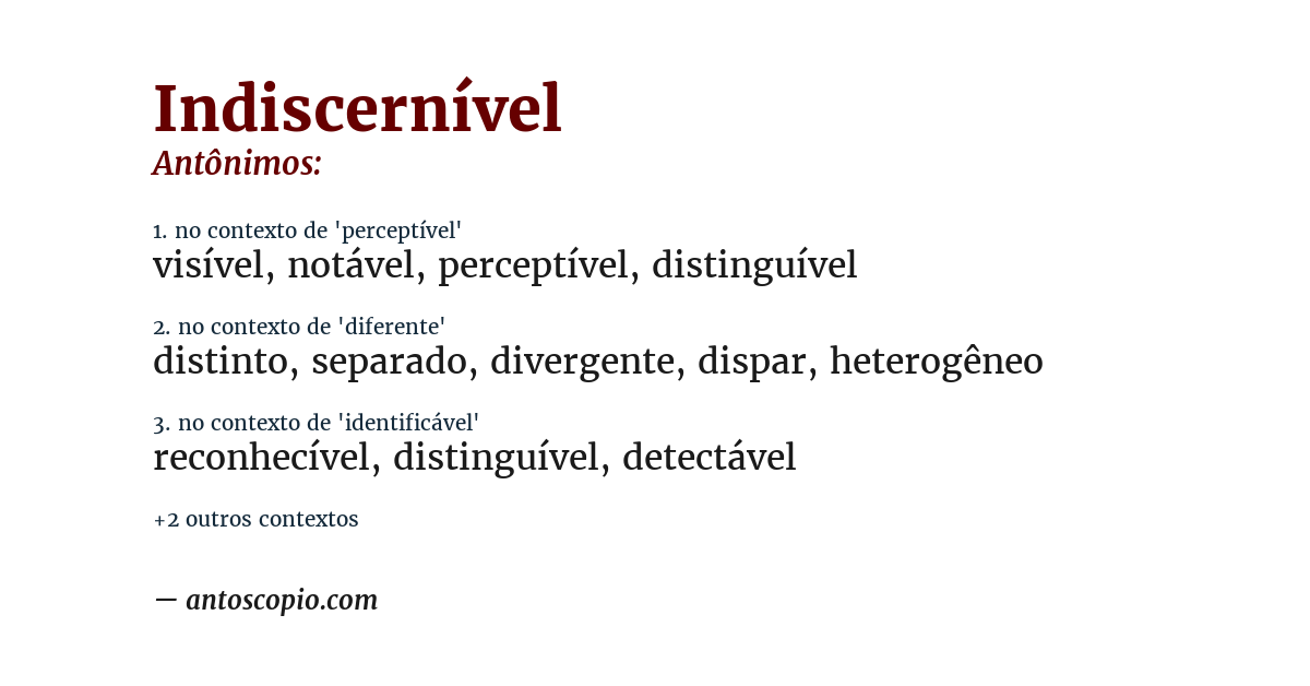 Antônimo de indiscernível