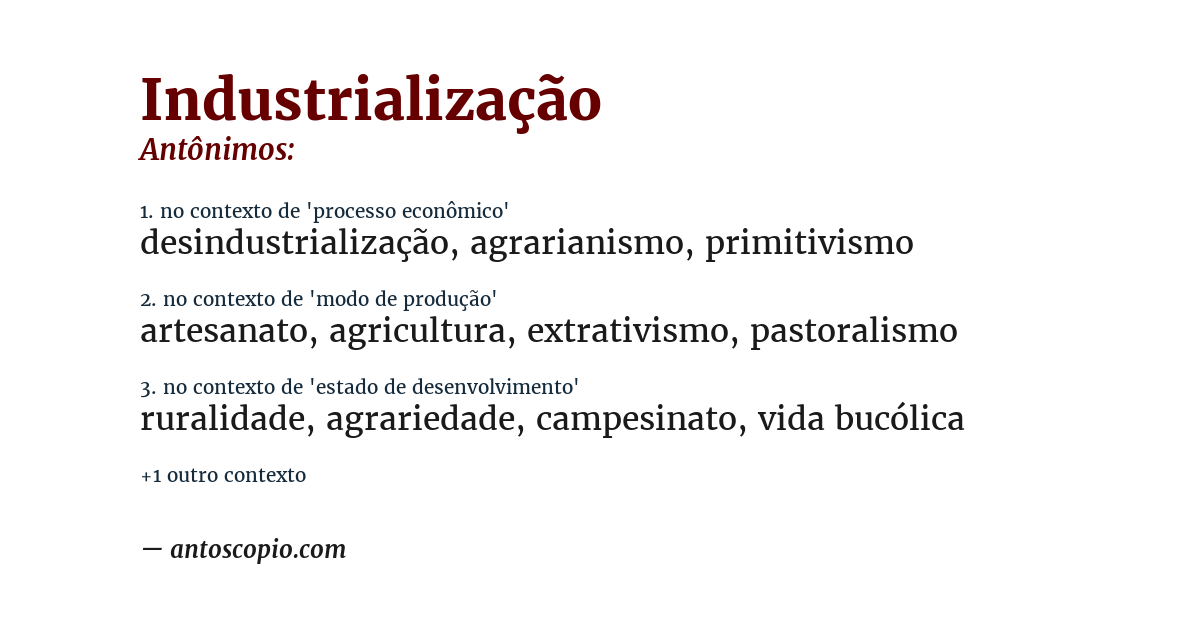Antônimo de industrialização