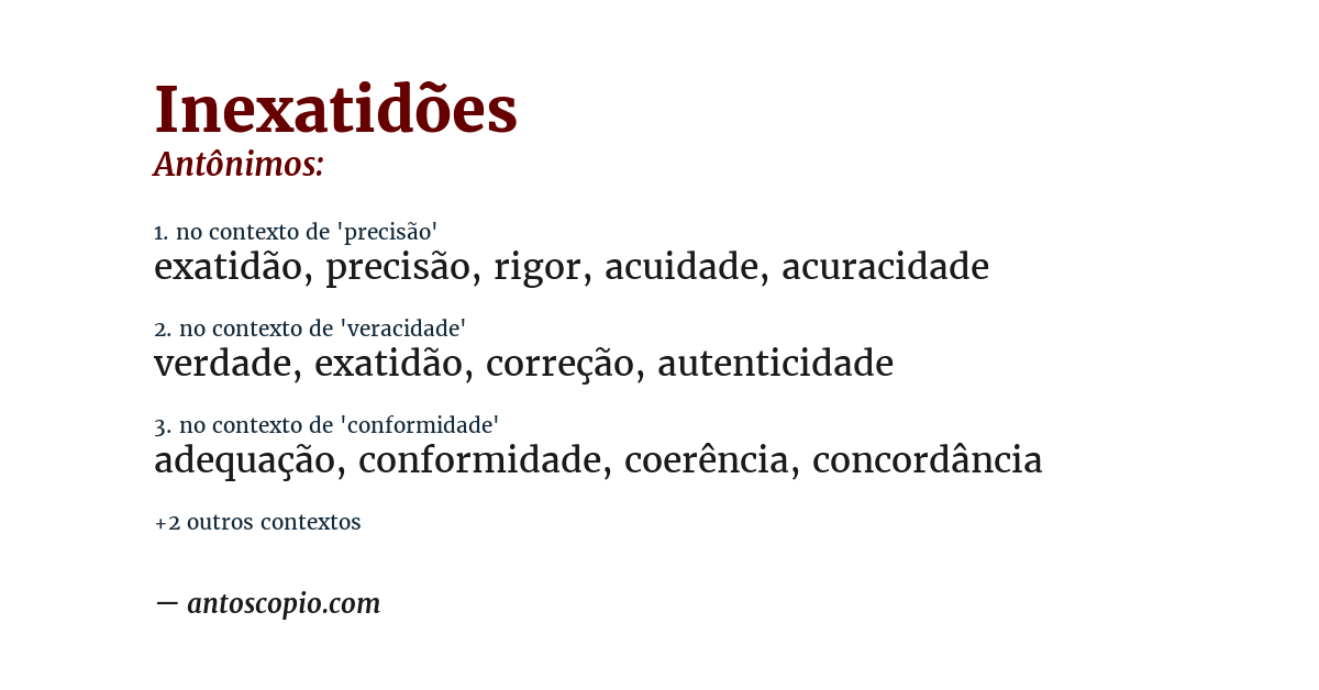 Antônimo de inexatidões