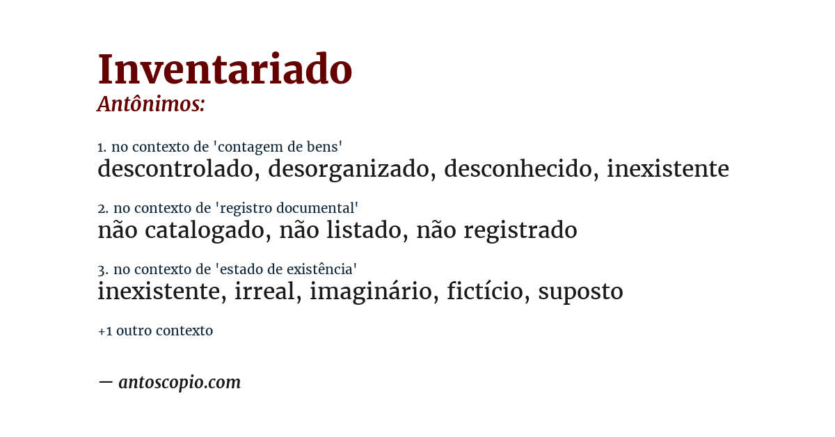 Antônimo de inventariado