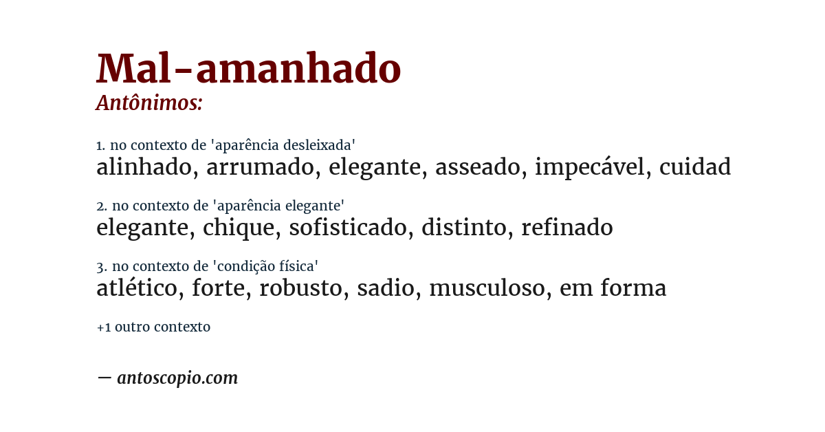 Antônimo de mal-amanhado