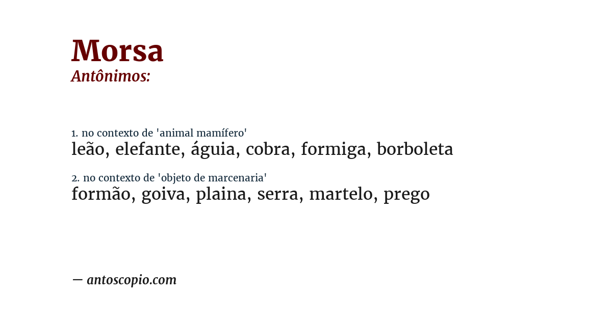 Antônimo de morsa