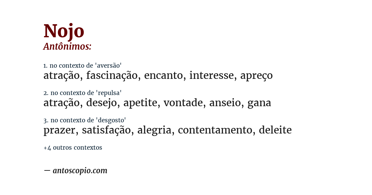 Antônimo de nojo
