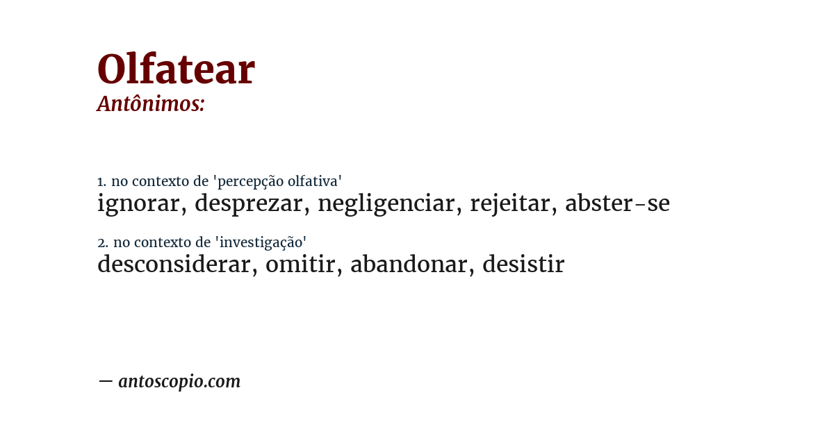 Antônimo de olfatear