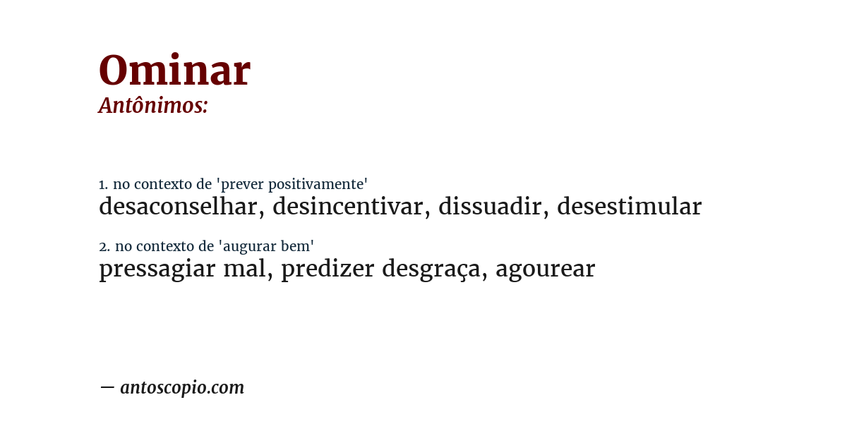 Antônimo de ominar