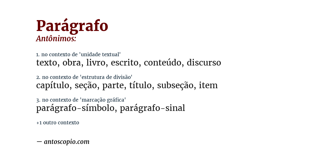 Antônimo de parágrafo