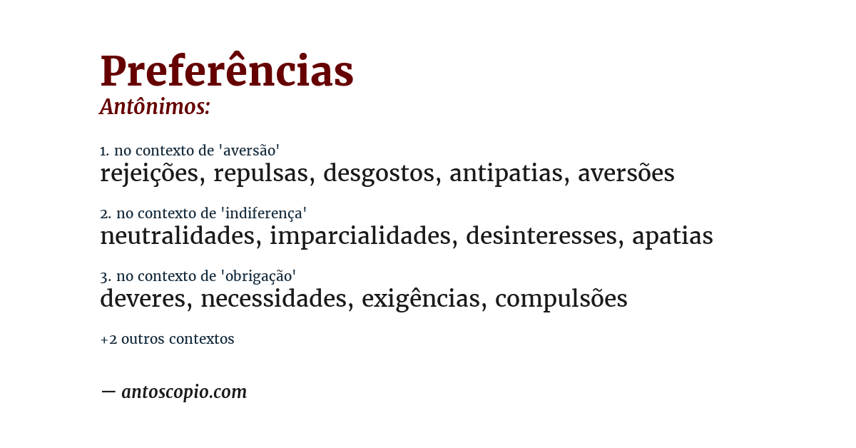 Antônimo de preferências