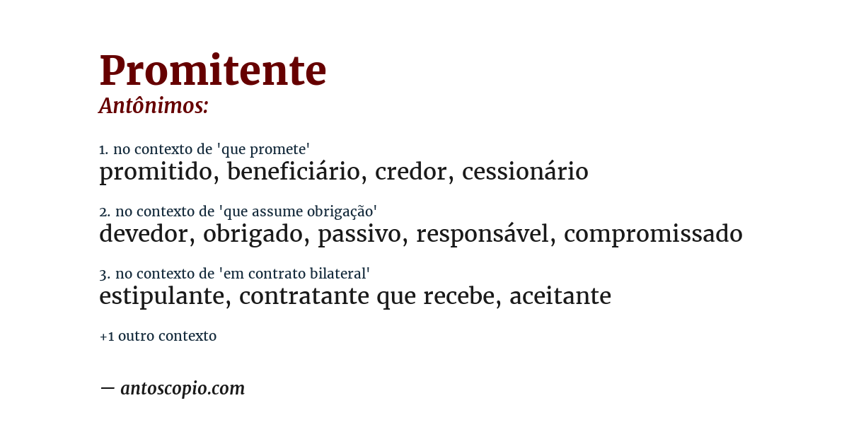 Antônimo de promitente