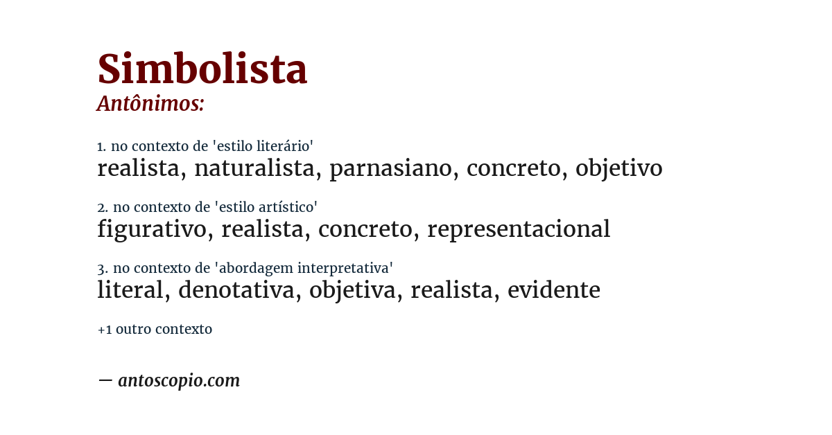 Antônimo de simbolista