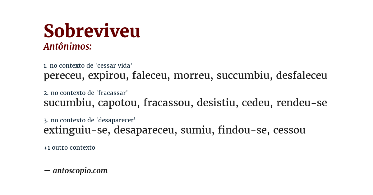 Antônimo de sobreviveu