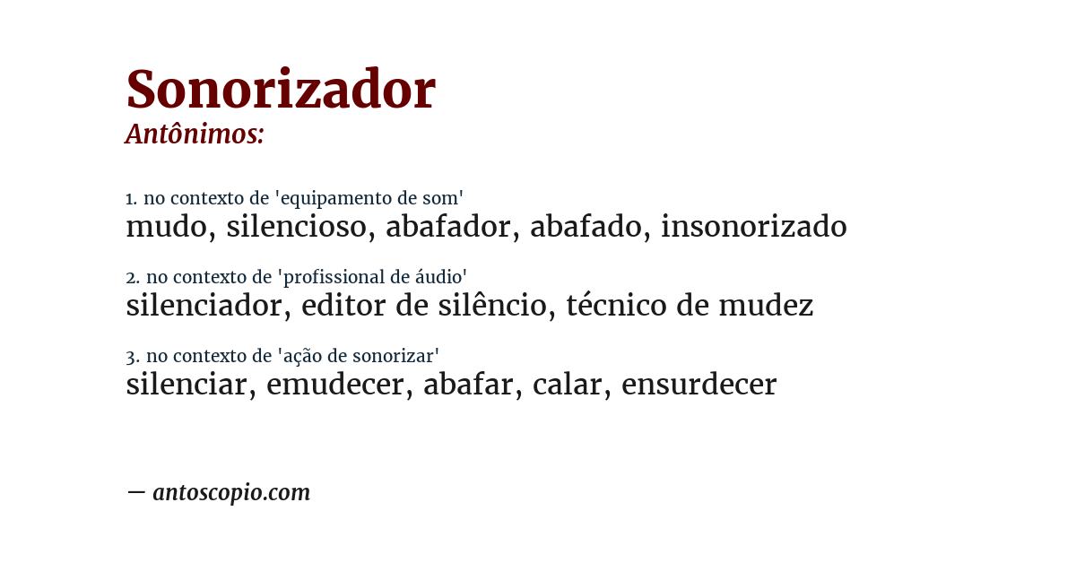 Antônimo de sonorizador
