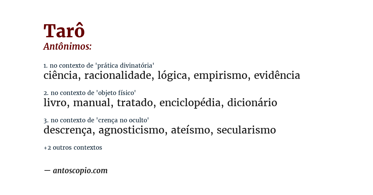 Antônimo de tarô