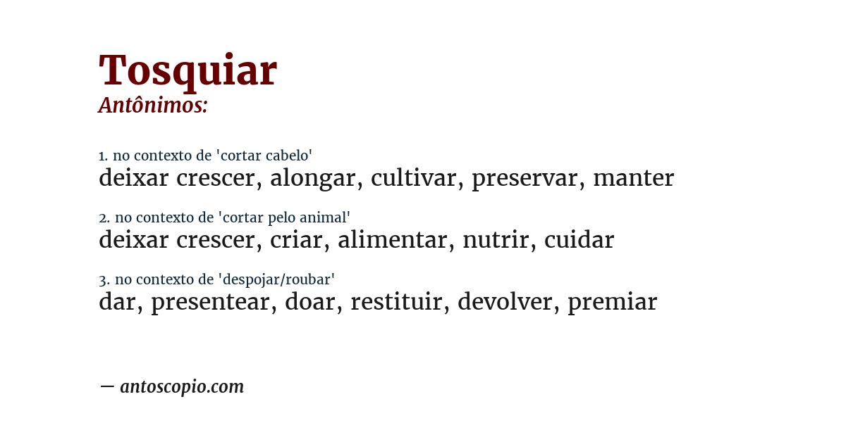 Antônimo de tosquiar