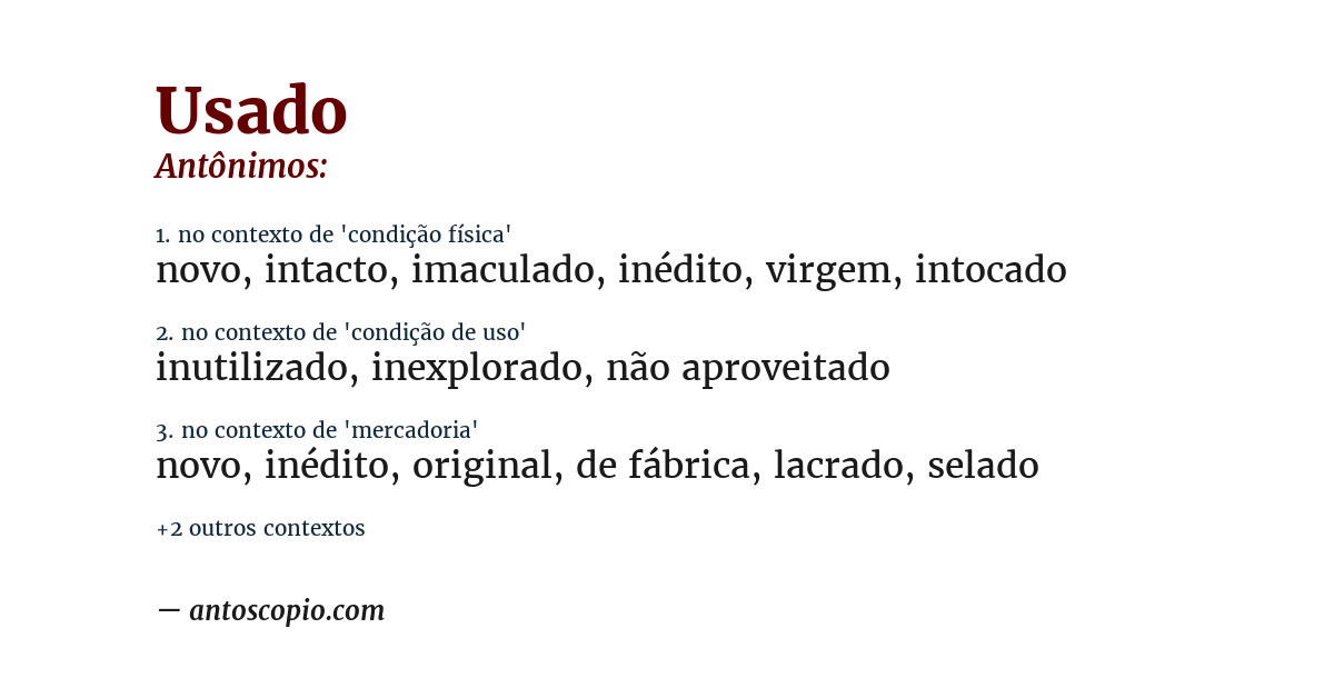 Antônimo de usado