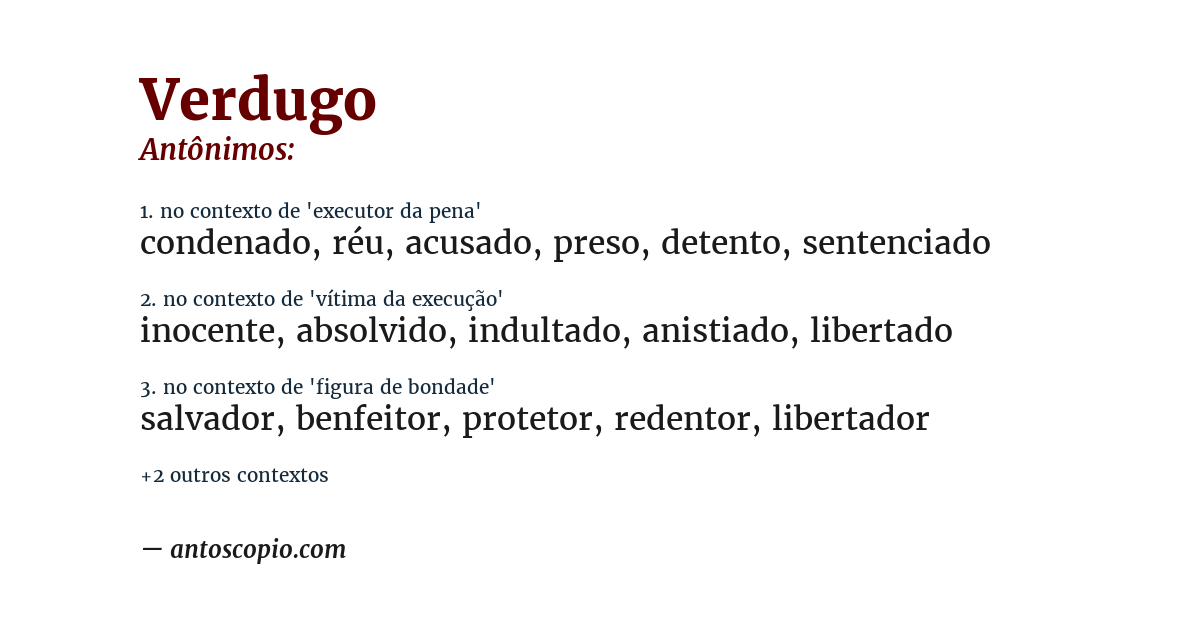 Antônimo de verdugo