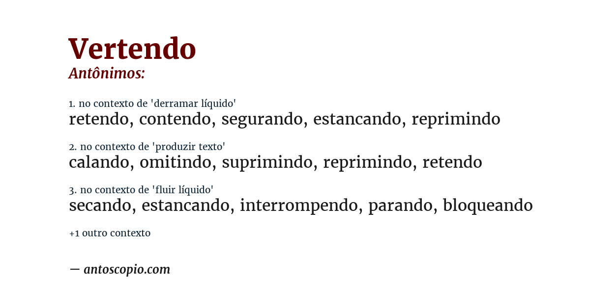 Antônimo de vertendo