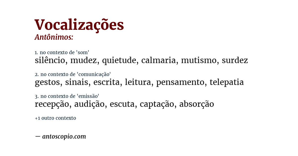 Antônimo de vocalizações