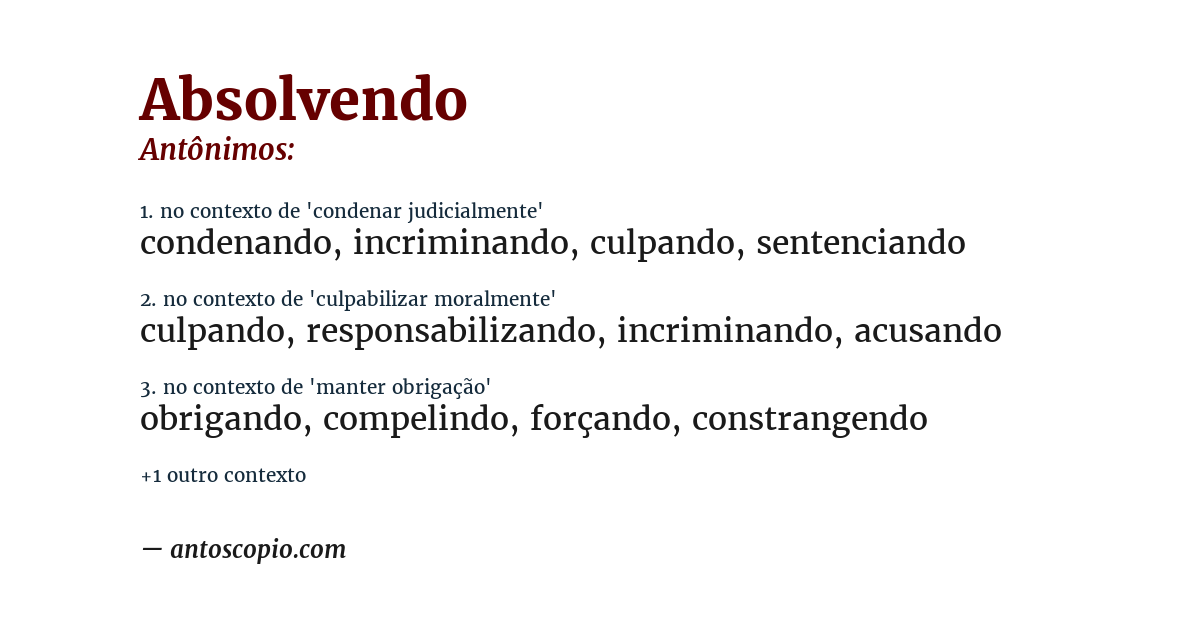 Antônimo de absolvendo