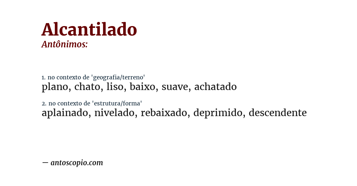 Antônimo de alcantilado