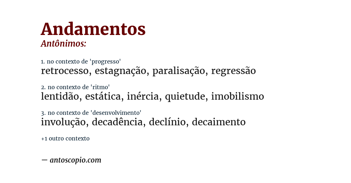 Antônimo de andamentos