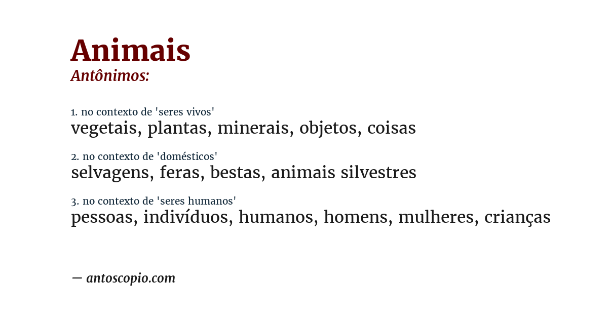 Antônimo de animais