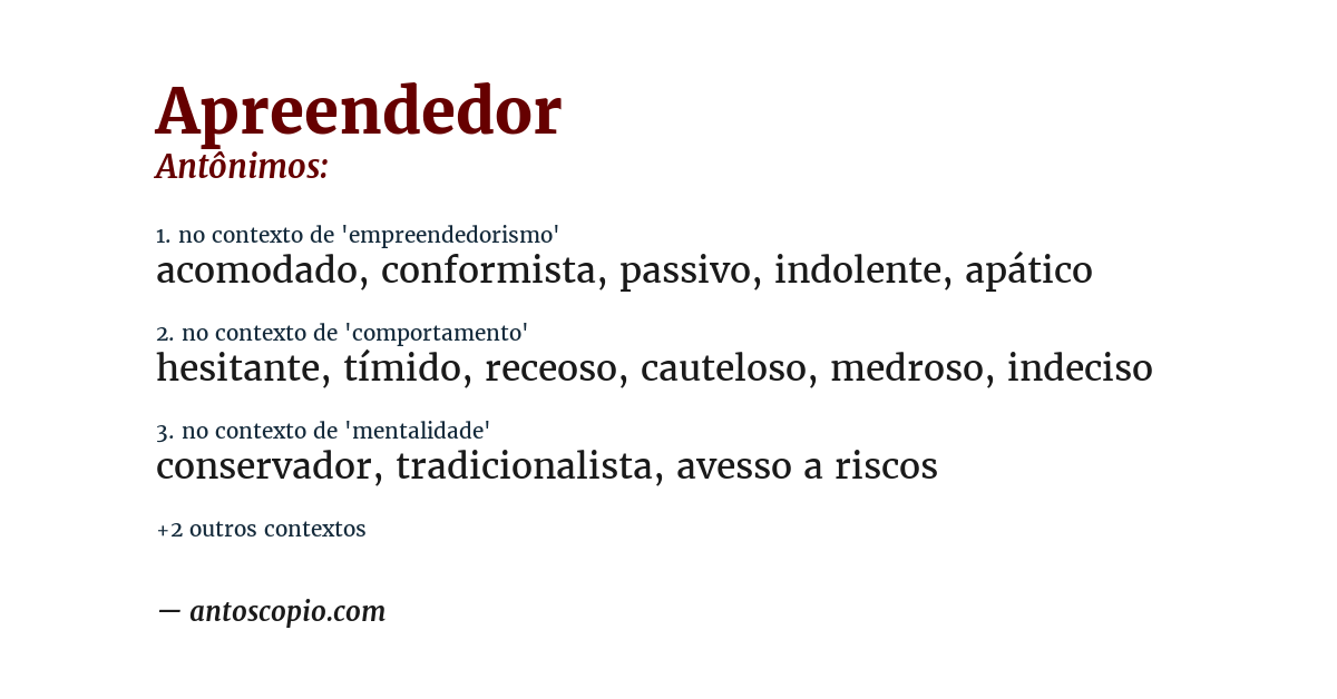 Antônimo de apreendedor