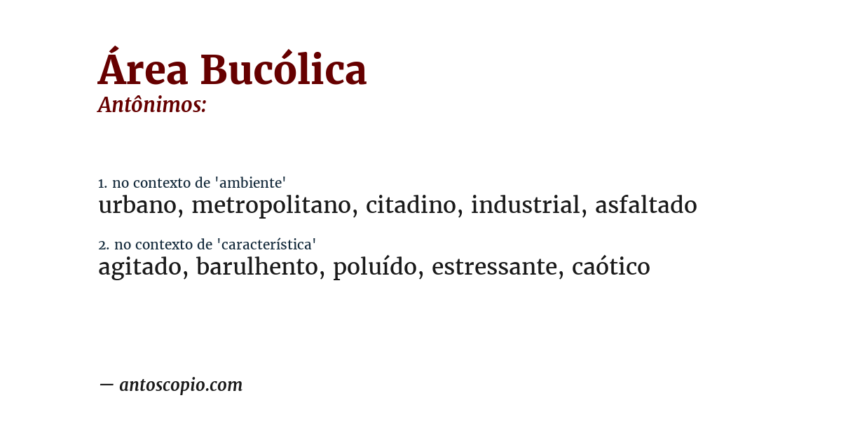 Antônimo de área bucólica