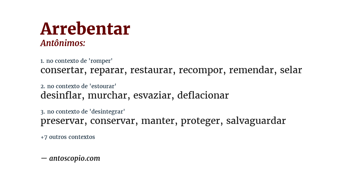 Antônimo de arrebentar
