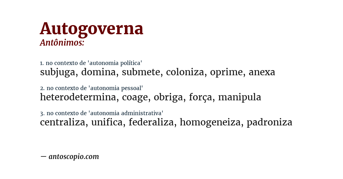 Antônimo de autogoverna