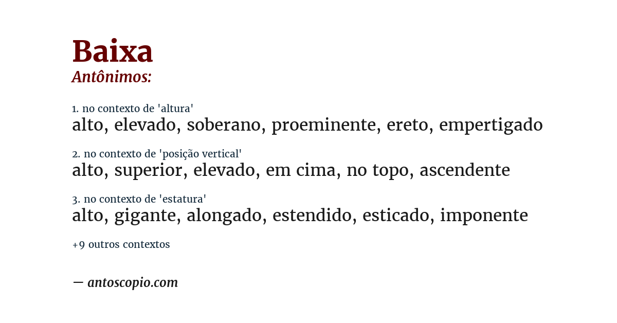 Antônimo de baixa