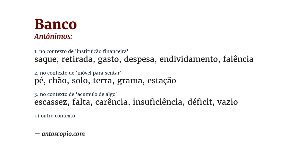 Antônimo de banco
