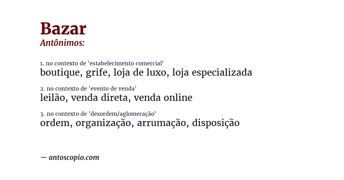 Antônimo de bazar