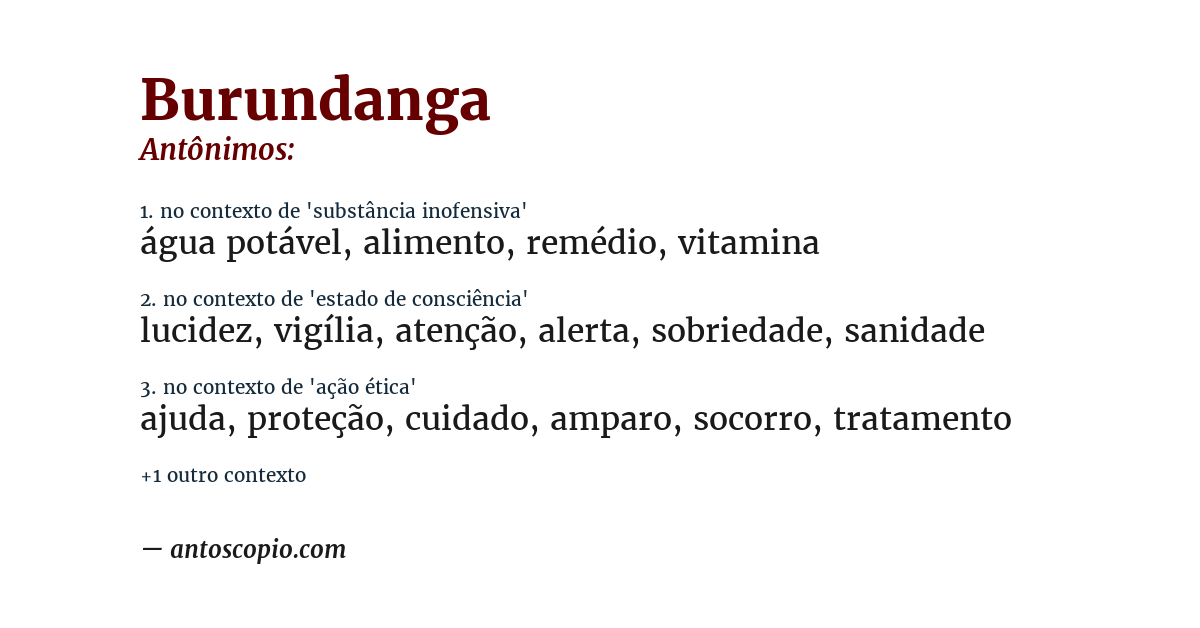 Antônimo de burundanga