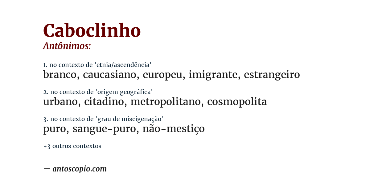 Antônimo de caboclinho
