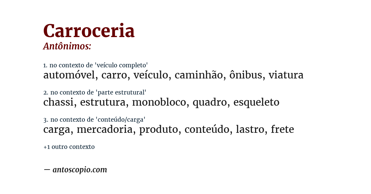 Antônimo de carroceria