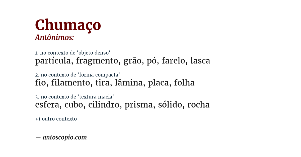 Antônimo de chumaço