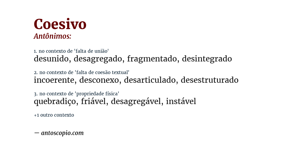 Antônimo de coesivo