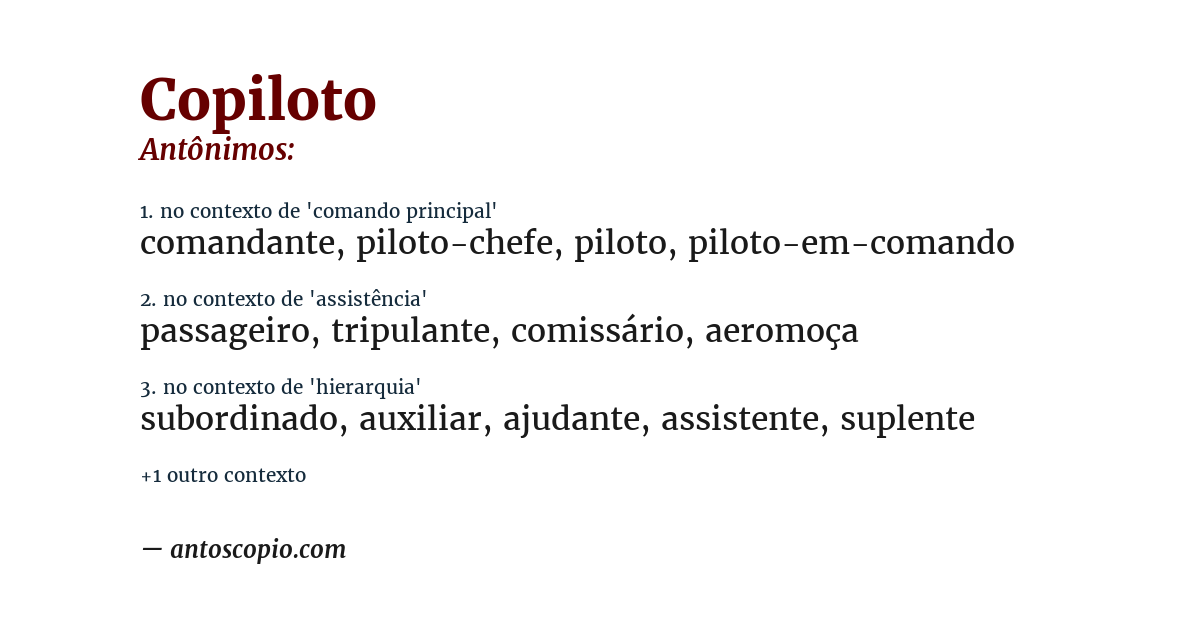 Antônimo de copiloto