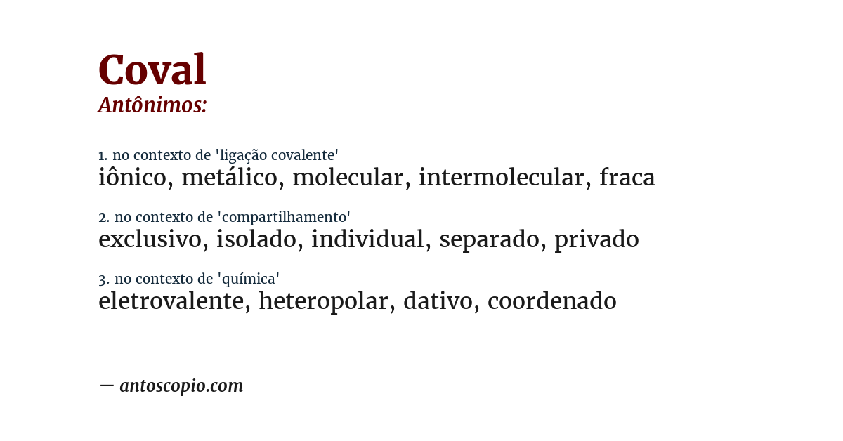 Antônimo de coval