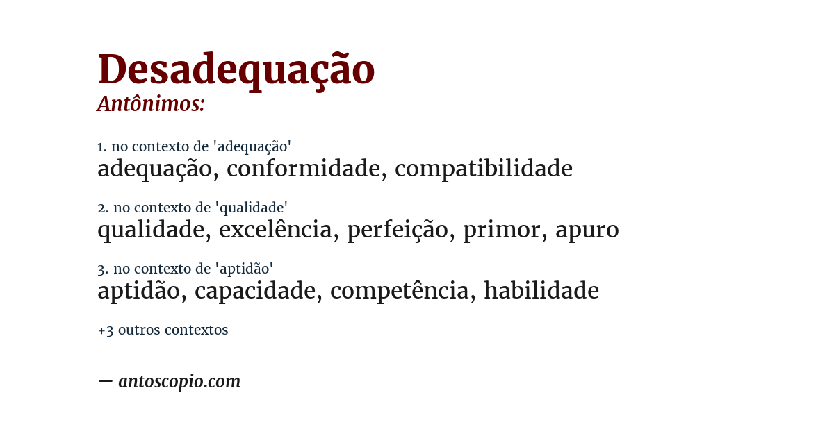 Antônimo de desadequação