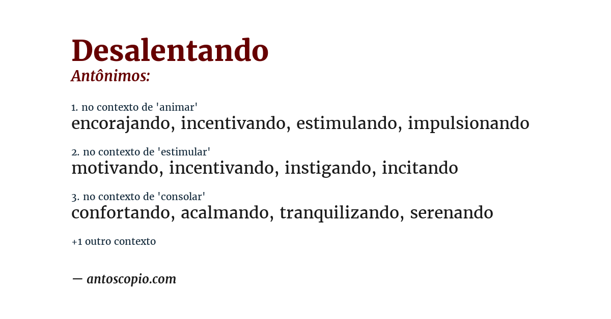 Antônimo de desalentando