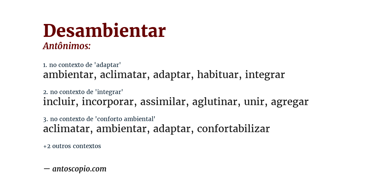 Antônimo de desambientar