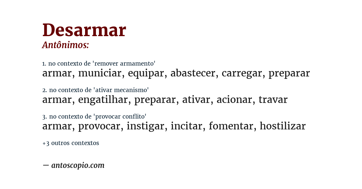 Antônimo de desarmar
