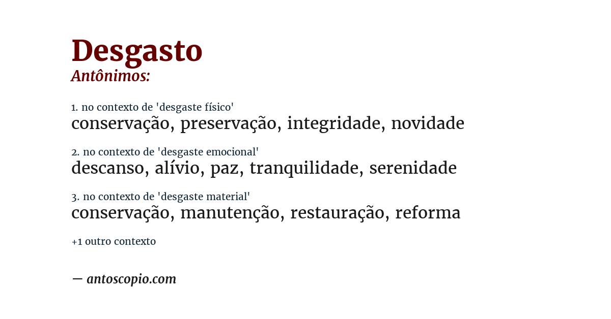Antônimo de desgasto