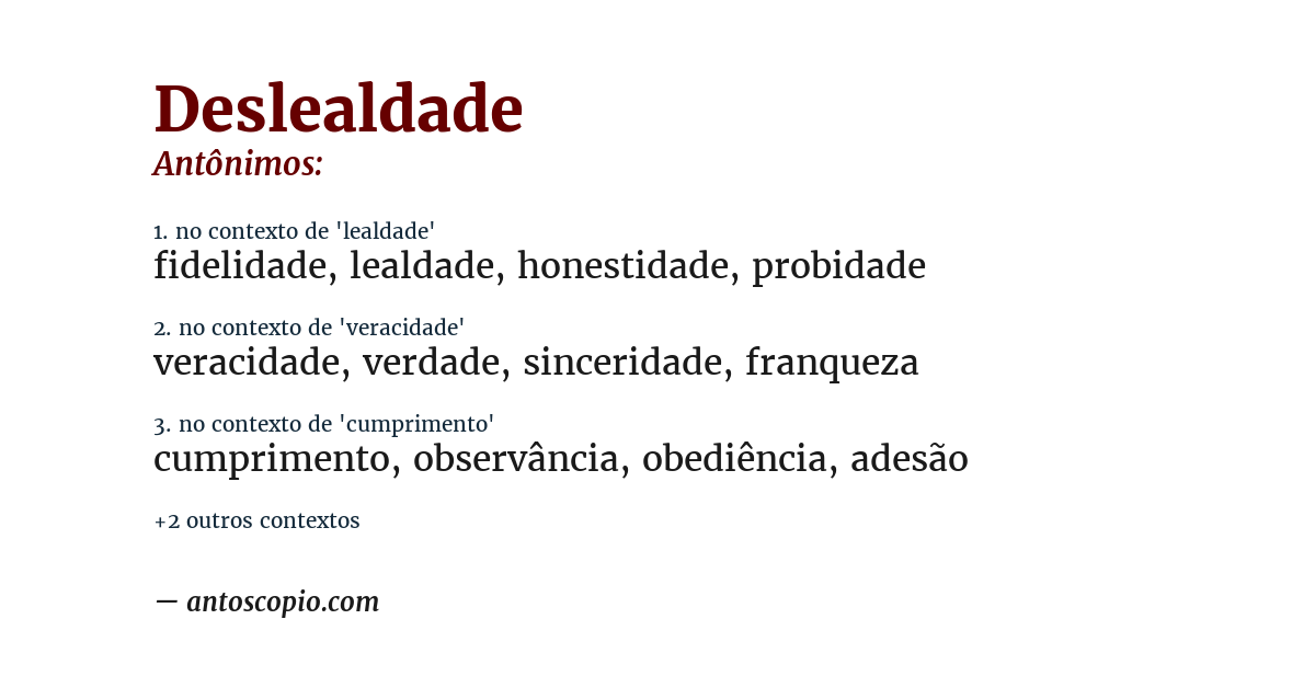 Antônimo de deslealdade